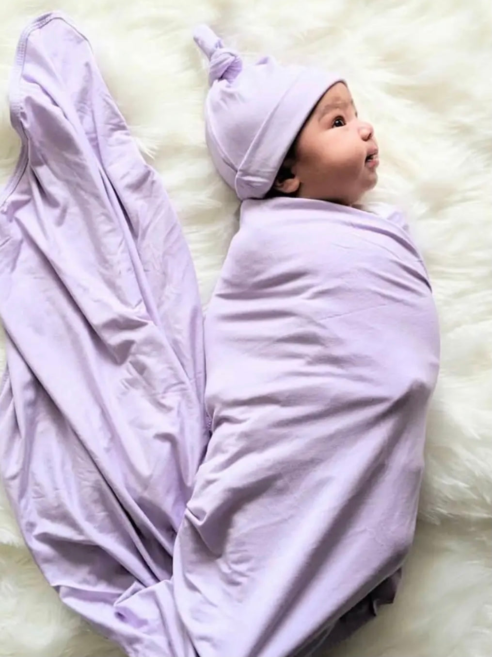 STROLLER SOCIETY SWADDLE, HAT, & HEADBAND BUNDLE (LILAC)