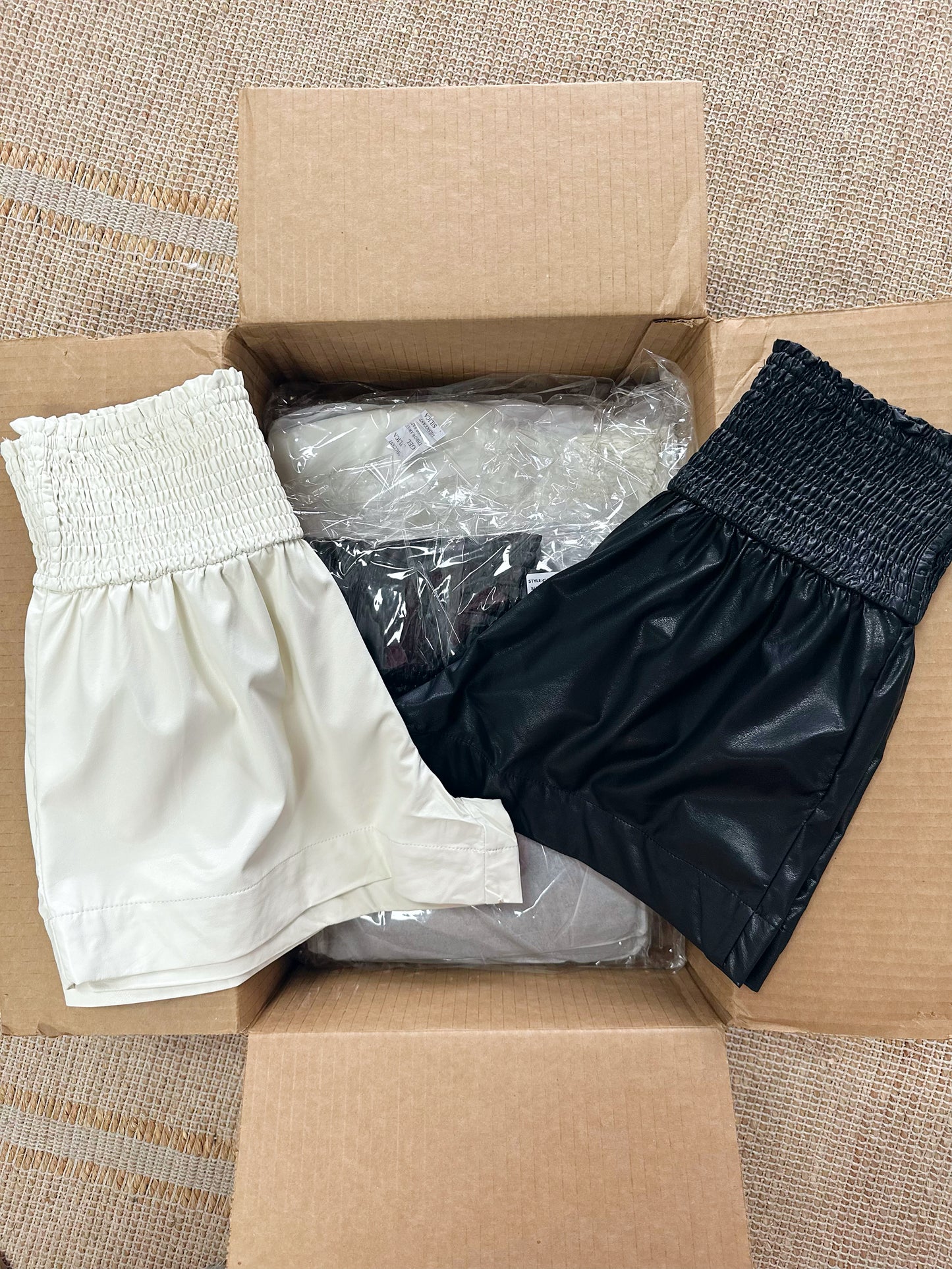 SMOCKED LEATHER SHORTS (2 COLORS)