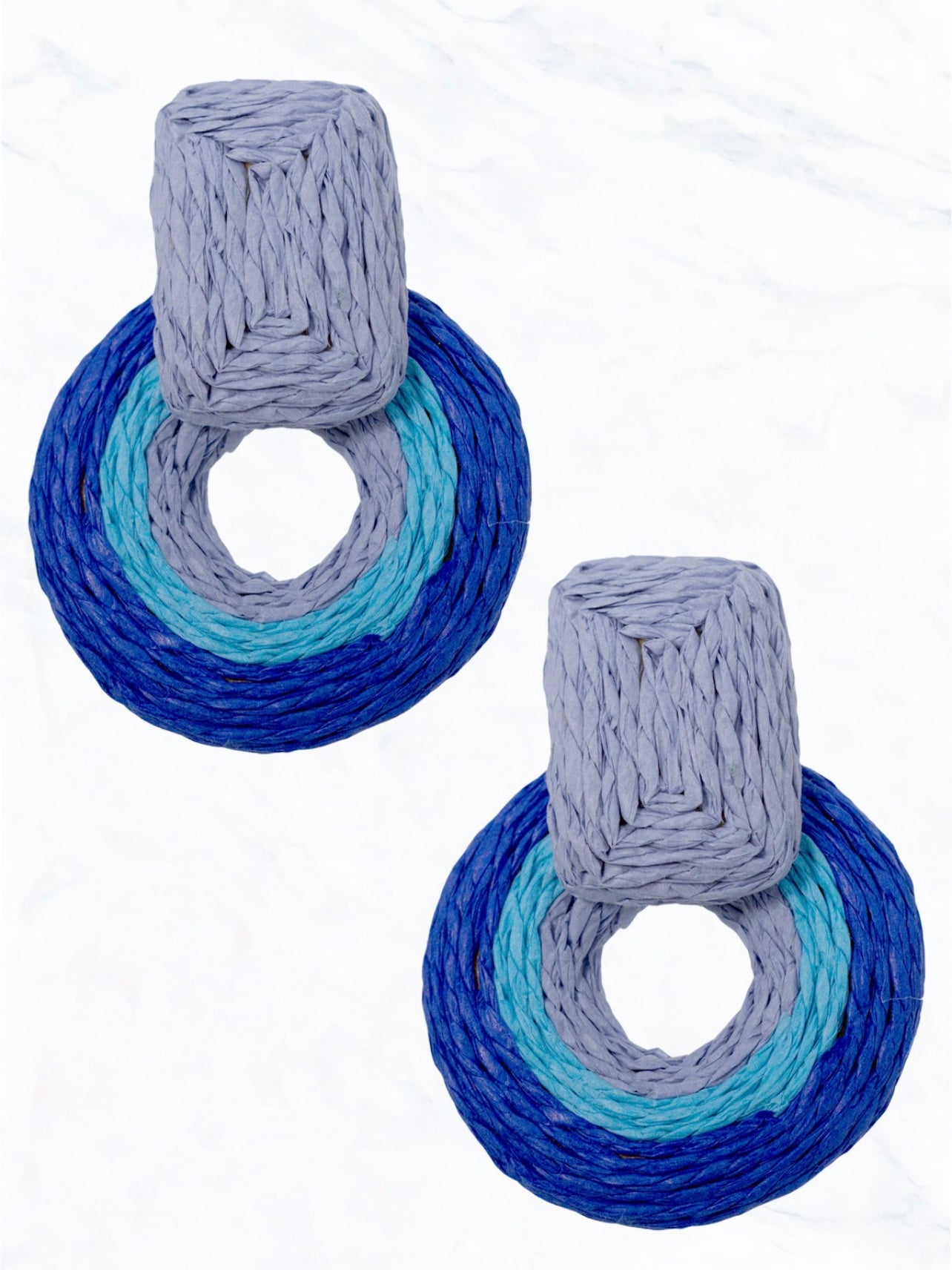 FRIDA RAFFIA EARRINGS (BLUE)