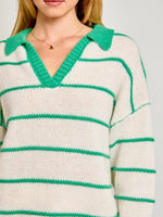 COLLARED STRIPE SWEATER TOP