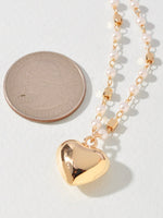 PUFF HEART BEADED NECKLACE