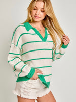 COLLARED STRIPE SWEATER TOP