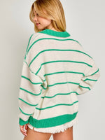 COLLARED STRIPE SWEATER TOP