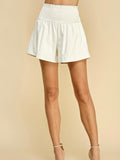 SMOCKED LEATHER SHORTS (2 COLORS)